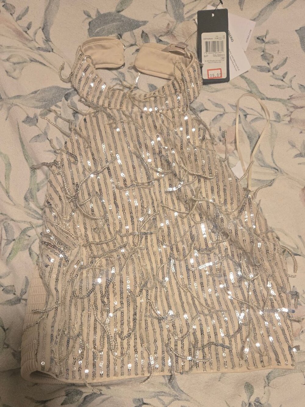 GUESS Sequin Cropped Halter Top